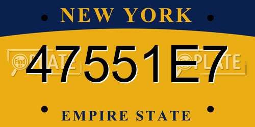 47551E7 New York License Plate