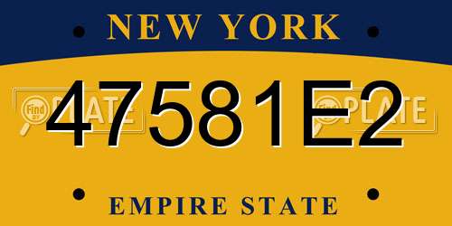 47581E2 New York License Plate