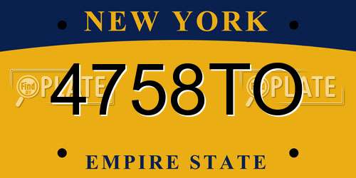 4758TO New York License Plate