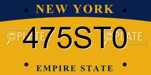 475ST0 New York License Plate
