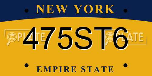 475ST6 New York License Plate