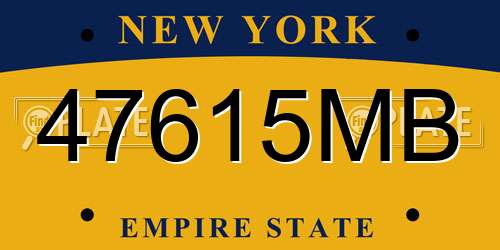 47615MB New York License Plate