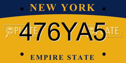 476YA5 New York License Plate