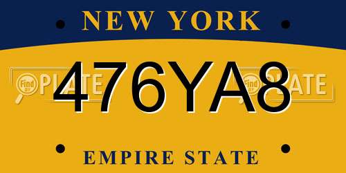 476YA8 New York License Plate