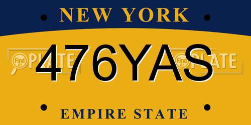 476YAS New York License Plate