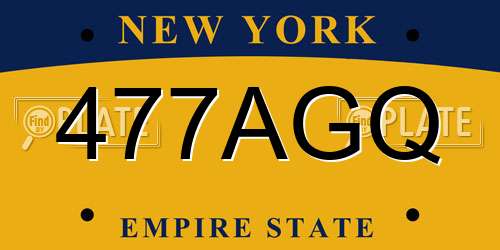 477AGQ New York License Plate
