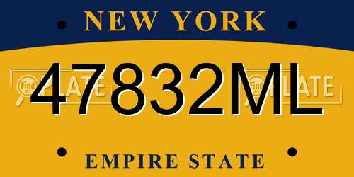 47832ML New York License Plate