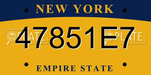 47851E7 New York License Plate