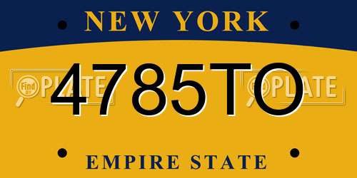 4785TO New York License Plate