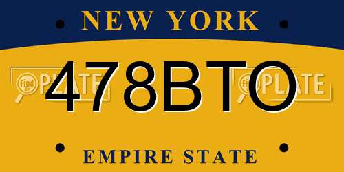 478BTO New York License Plate