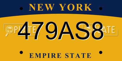479AS8 New York License Plate