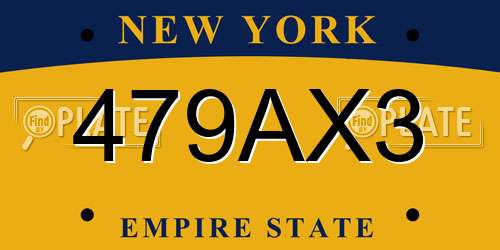 479AX3 New York License Plate