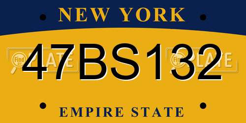 47BS132 New York License Plate
