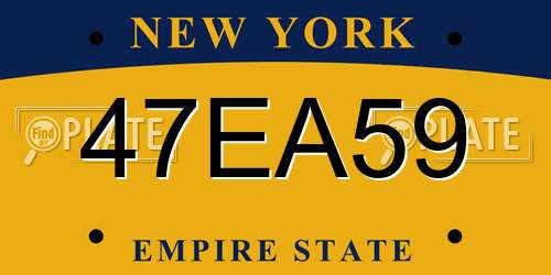 47EA59 New York License Plate
