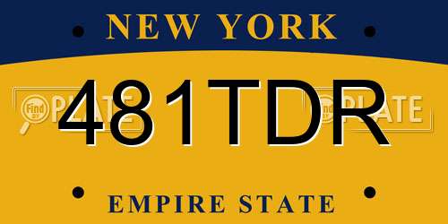 481TDR New York License Plate