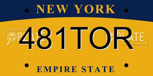 481TOR New York License Plate