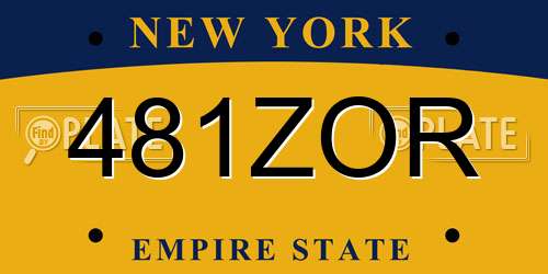 481ZOR New York License Plate