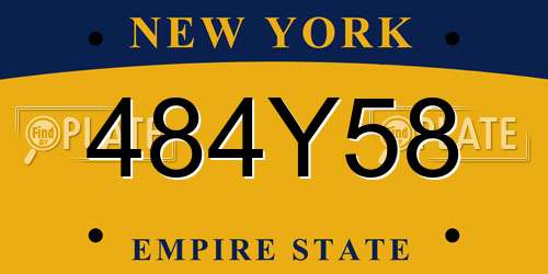 484Y58 New York License Plate