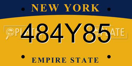 484Y85 New York License Plate