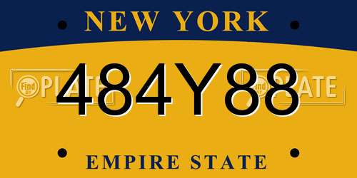 484Y88 New York License Plate