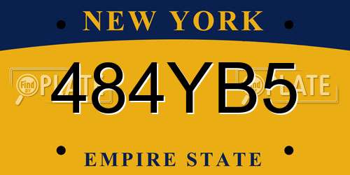 484YB5 New York License Plate