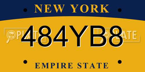 484YB8 New York License Plate