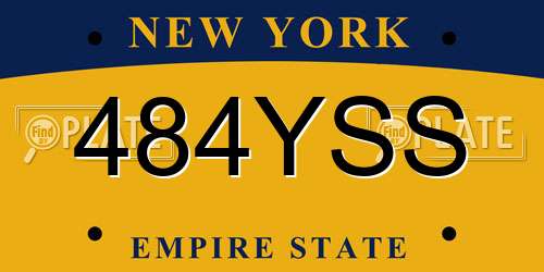 484YSS New York License Plate
