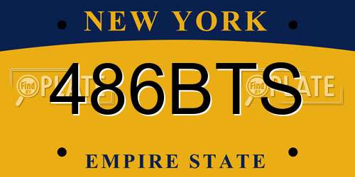 486BTS New York License Plate