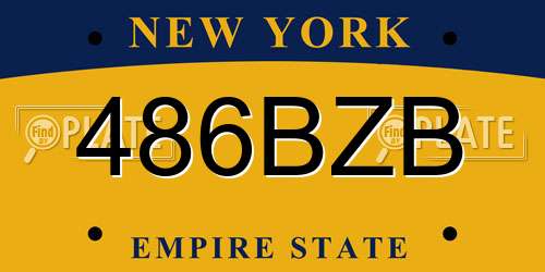 486BZB New York License Plate