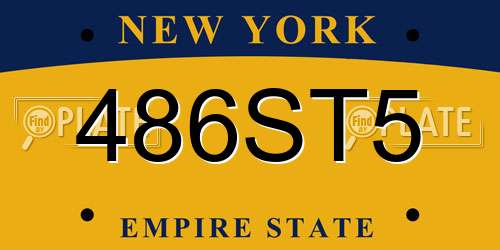 486ST5 New York License Plate