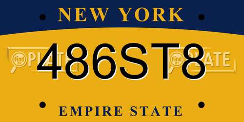 486ST8 New York License Plate