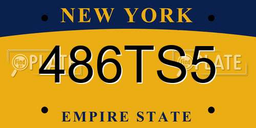 486TS5 New York License Plate