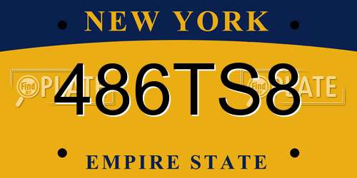 486TS8 New York License Plate