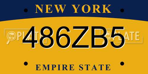 486ZB5 New York License Plate