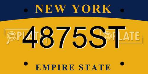 4875ST New York License Plate