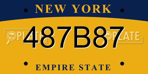 487B87 New York License Plate