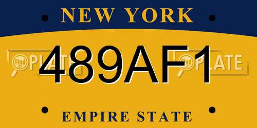 489AF1 New York License Plate