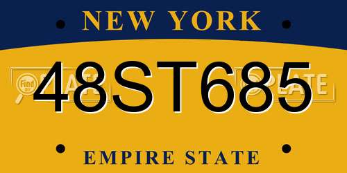 48ST685 New York License Plate