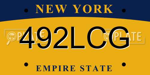 492LCG New York License Plate