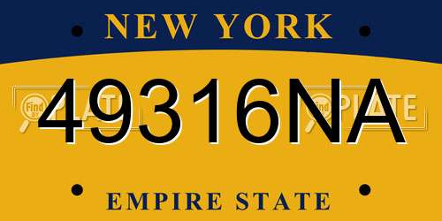 49316NA New York License Plate