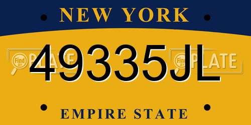 49335JL New York License Plate