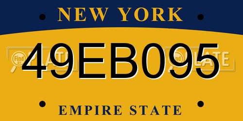 49EB095 New York License Plate