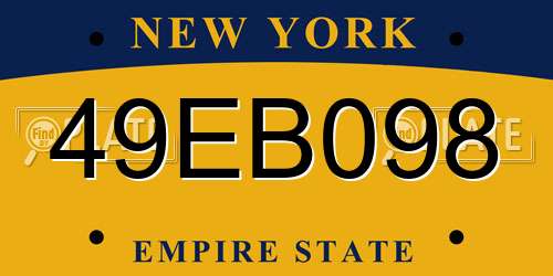 49EB098 New York License Plate