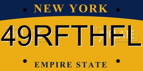 49RFTHFL New York License Plate