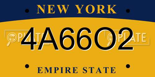 4A66O2 New York License Plate