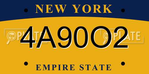 4A90O2 New York License Plate