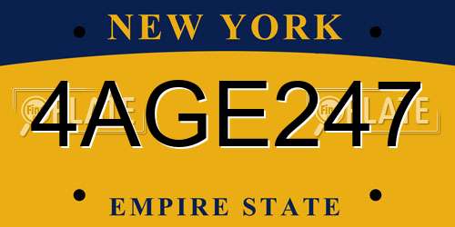 4AGE247 New York License Plate