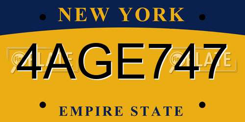 4AGE747 New York License Plate