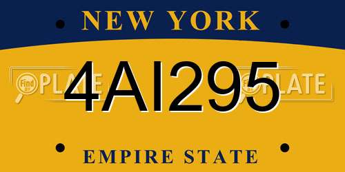 4AI295 New York License Plate