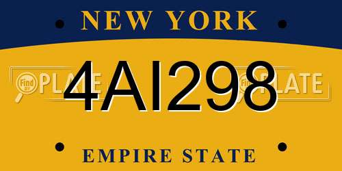 4AI298 New York License Plate
